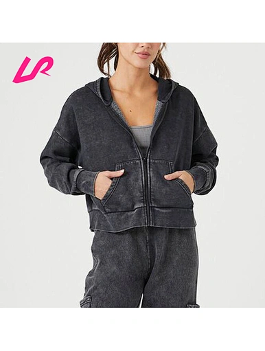 Stay comfy and stylish in our acid wash zip hoodie. Made from soft, durable materials, it's perfect for casual wear. Shop now!